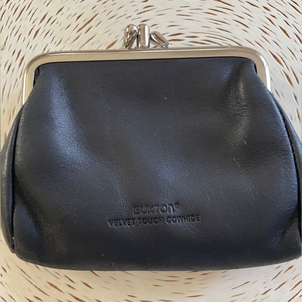Buxton Black Velvet Touch Leather Change Purse 👛
